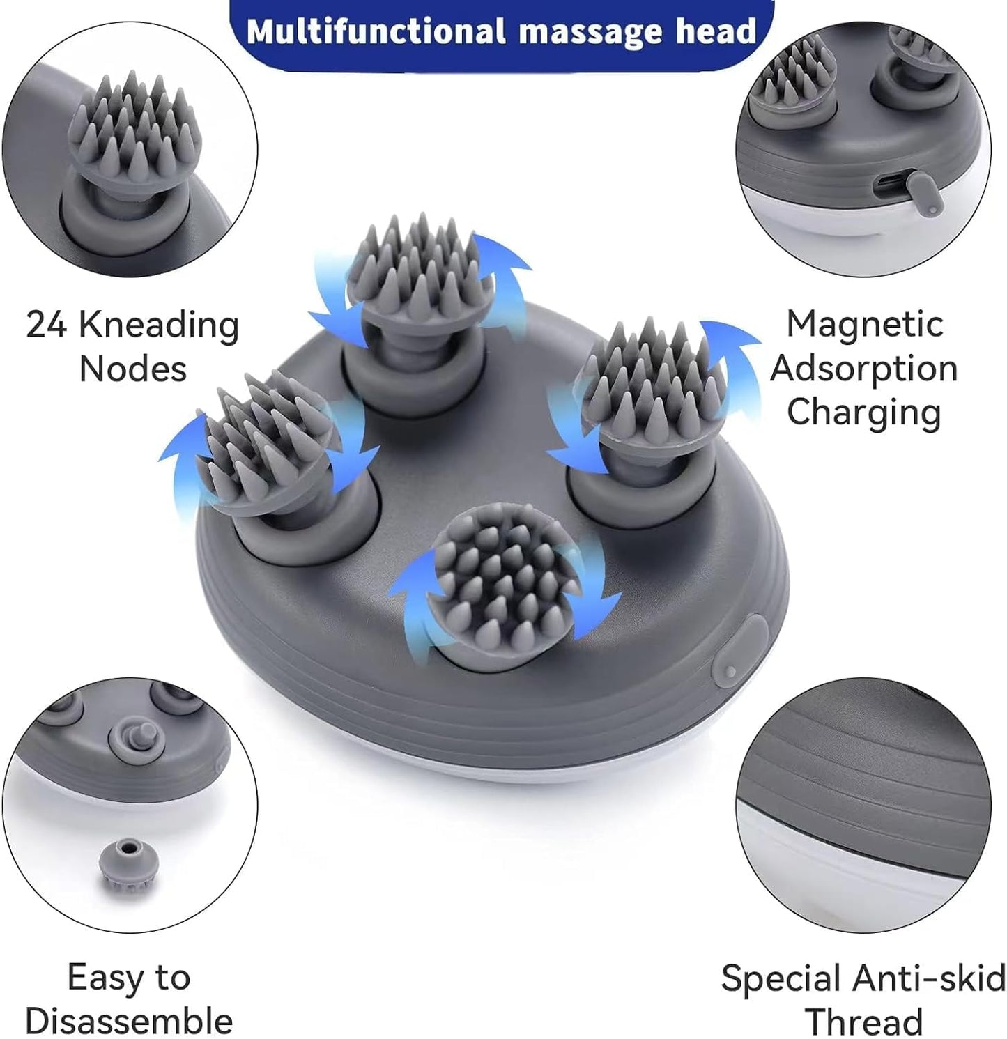 Electric Scalp Massager, Promotes Hair Growth,Waterproof Handheld Portable Cordless Smart Scalp Massager, Head Scratcher for Full Body Massage, Deep Clean and Stress Relax.