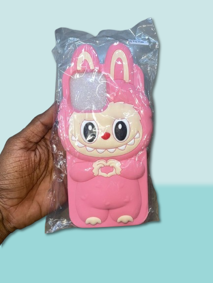 Cute Three-dimensional Labubu Cartoon Silicone Phone case for iphone 13 Pro,14 Pro,15 Pro,14,15,16 Pro Max Anti-fall Phone Accessories