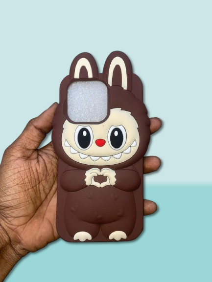 Cute Three-dimensional Labubu Cartoon Silicone Phone case for iphone 13 Pro,14 Pro,15 Pro,14,15,16 Pro Max  Anti-fall Phone Accessories